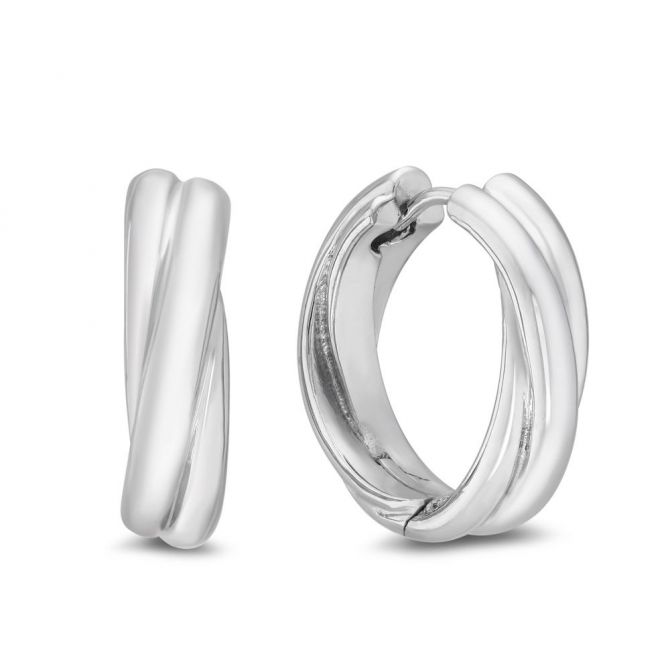 Sterling Silver Twisted Hinged Hoop Earrings, 19 mm