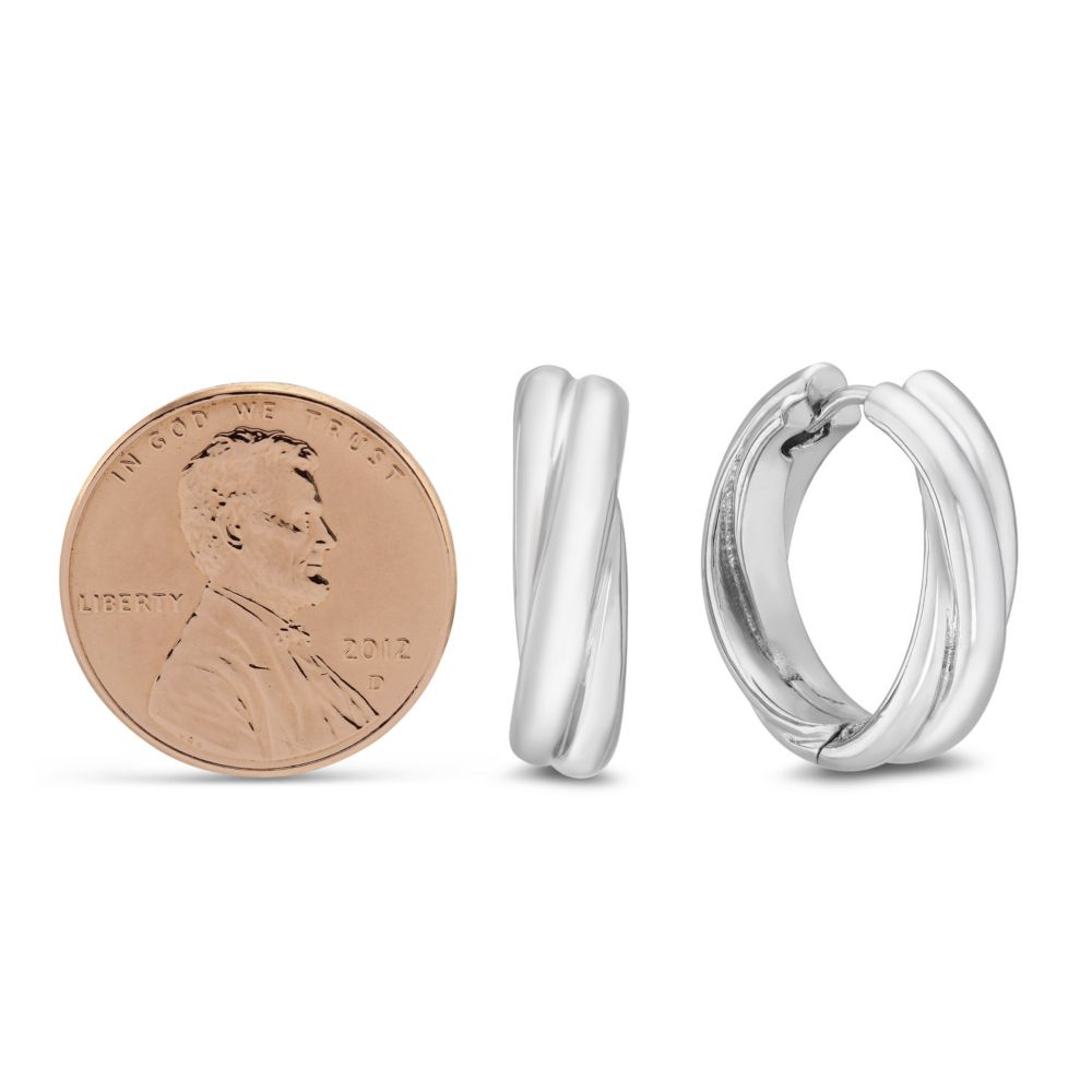 Sterling Silver Twisted Hinged Hoop Earrings, 19 mm