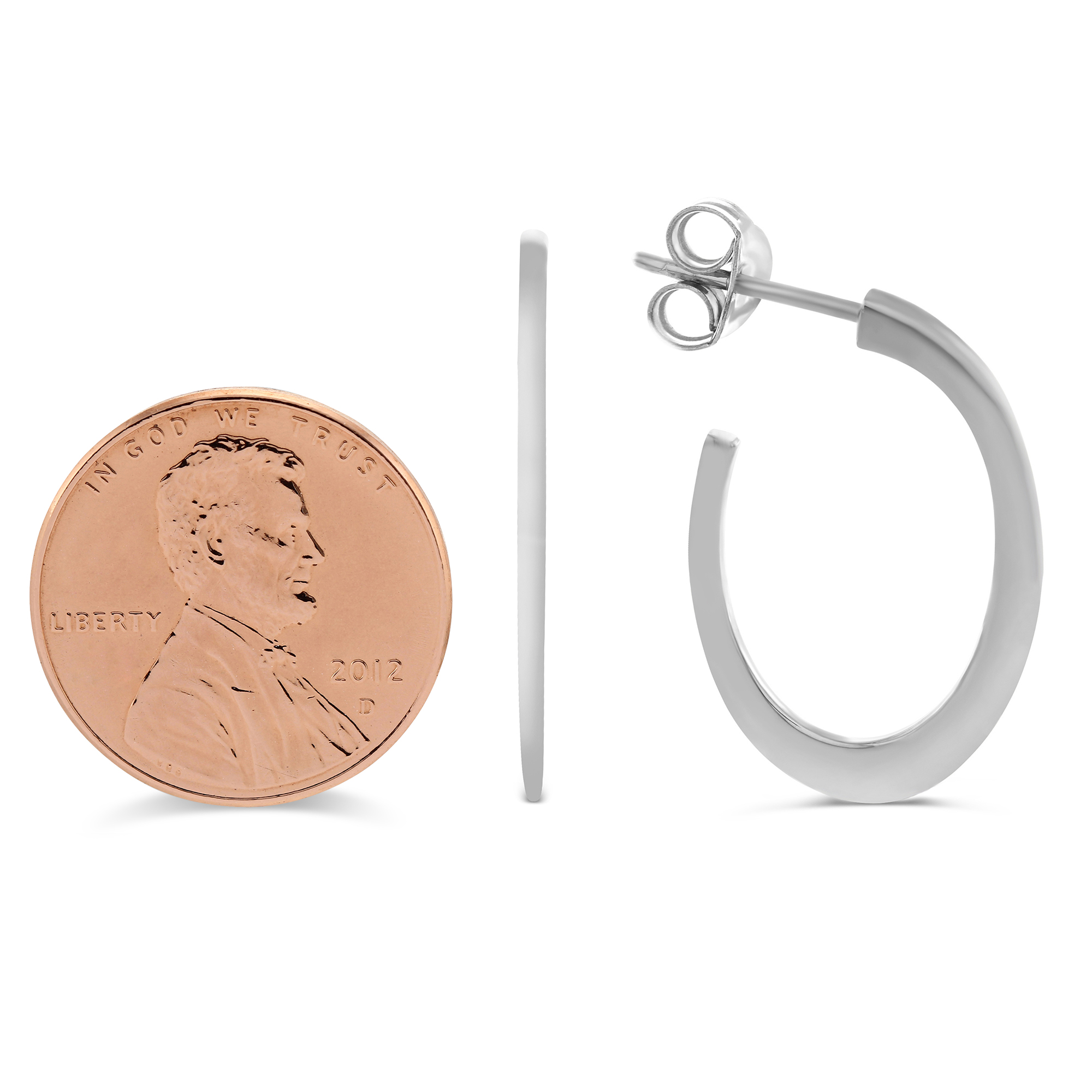 Sterling Silver Thin J-Hoop Earrings