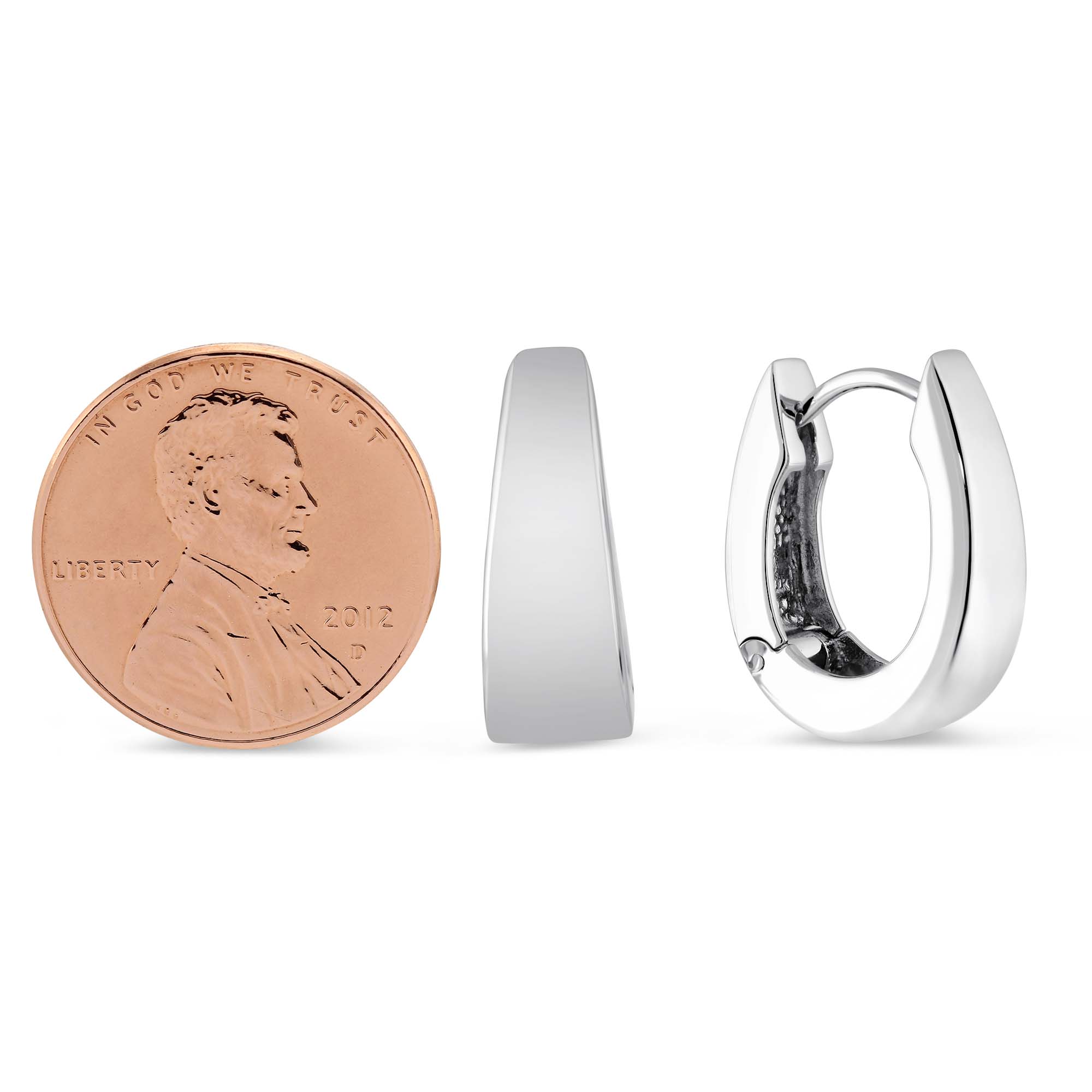 Sterling Silver Tapered Hoop Earrings