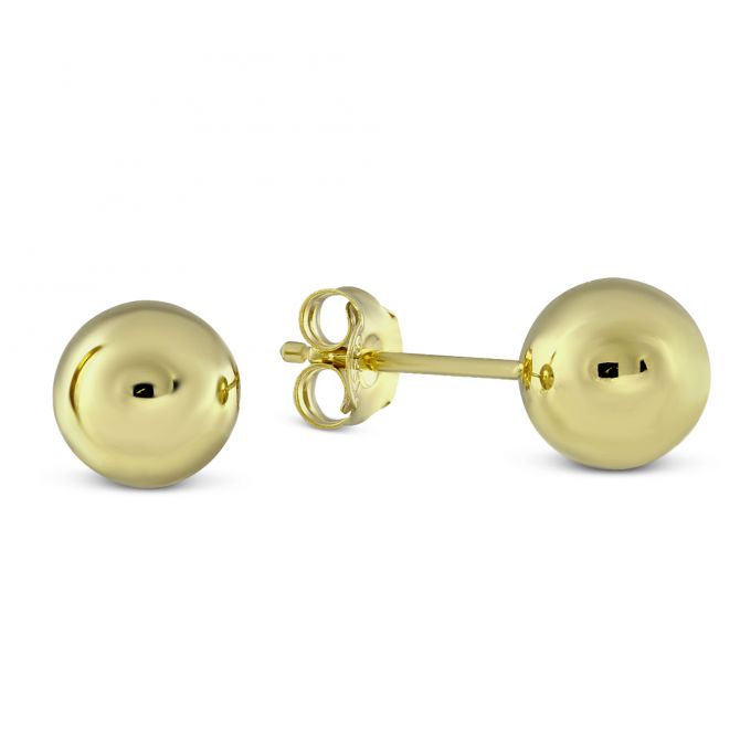 Sterling Silver & Yellow Tone Ball Earrings, 8mm