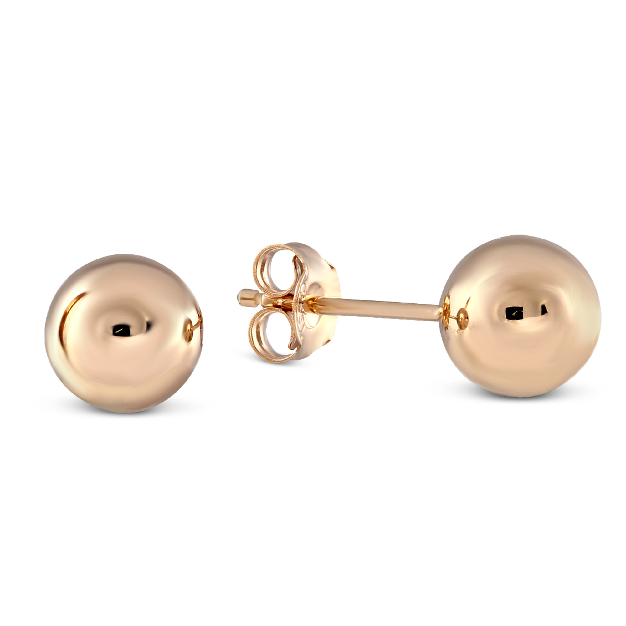 Sterling Silver & Rose Tone Ball Earrings, 8mm