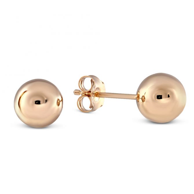 Sterling Silver & Rose Tone Ball Earrings, 8mm