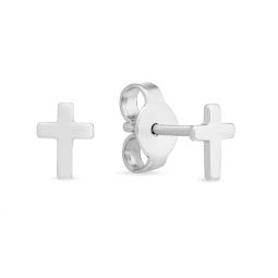 Image for Sterling Silver Cross Stud Earrings, 6mm