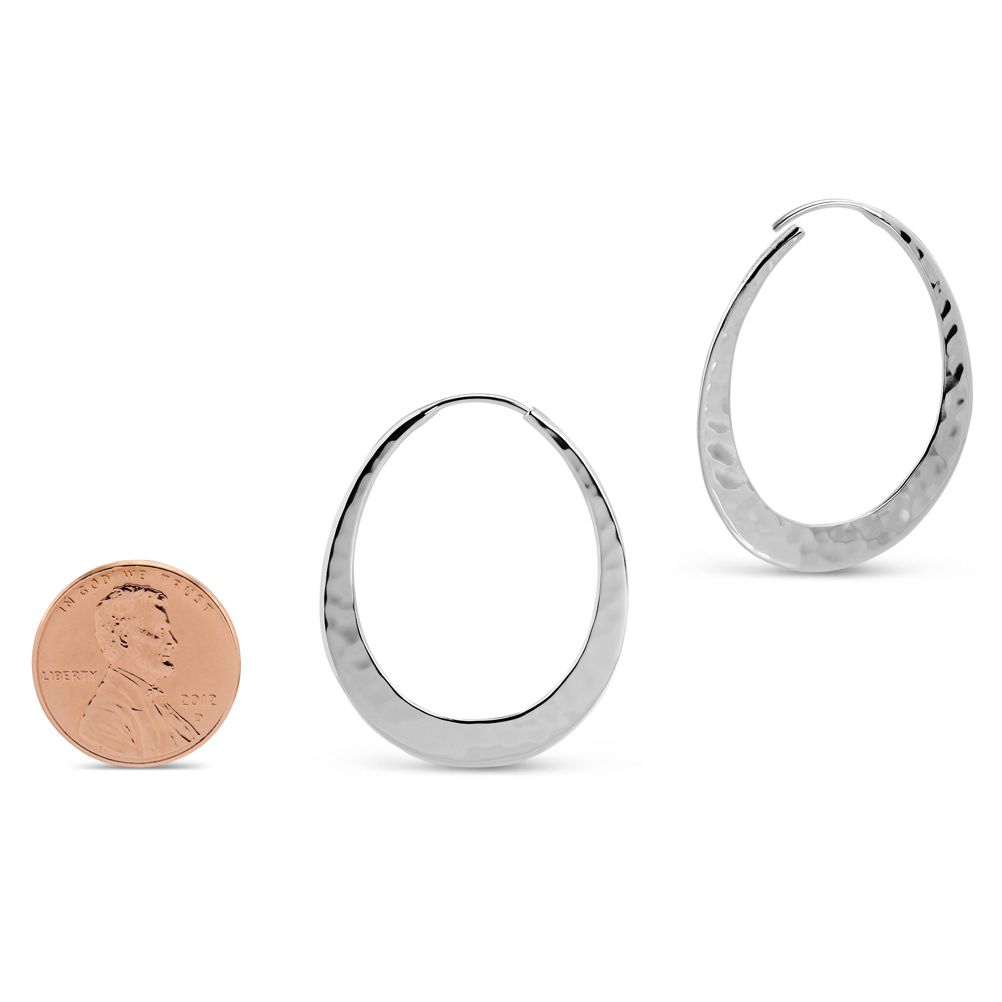 Toby Pomeroy EcoSilver Eclipse Hammered Hoop Earrings, 34mm