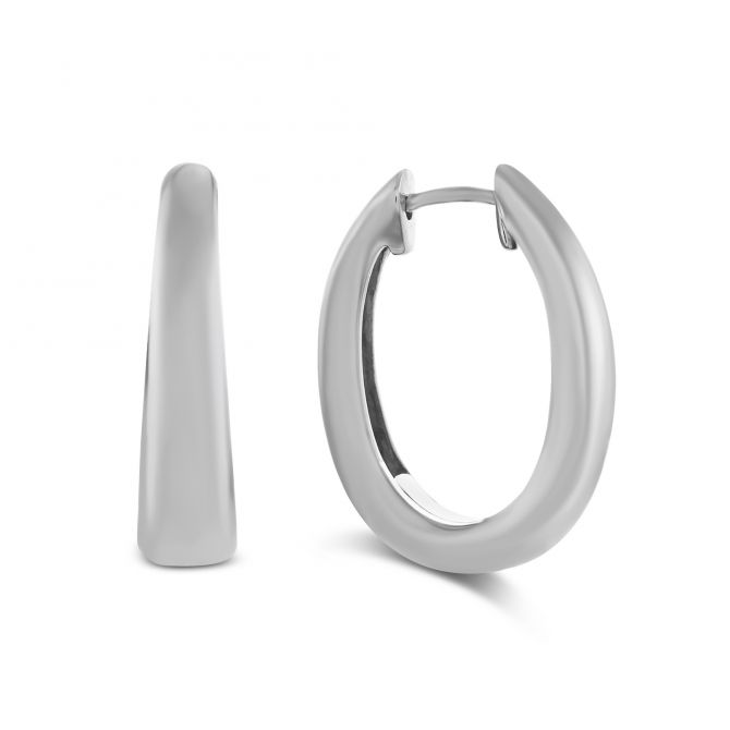 Sterling Silver Oval Hoop Earrings, 24mm
