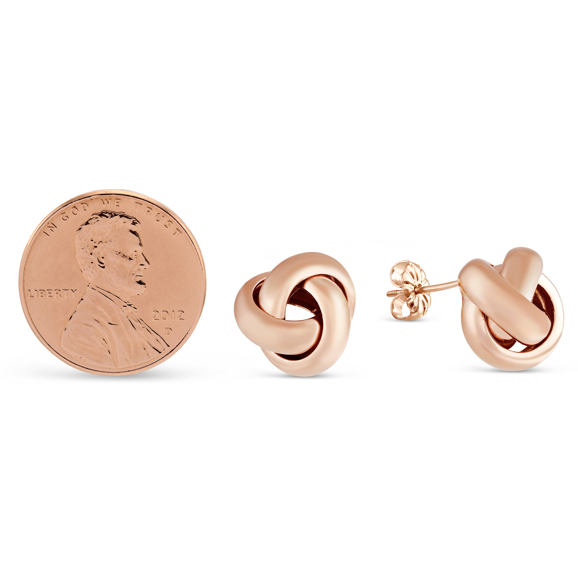 Sterling Silver & Rose Tone Love Knot Earrings