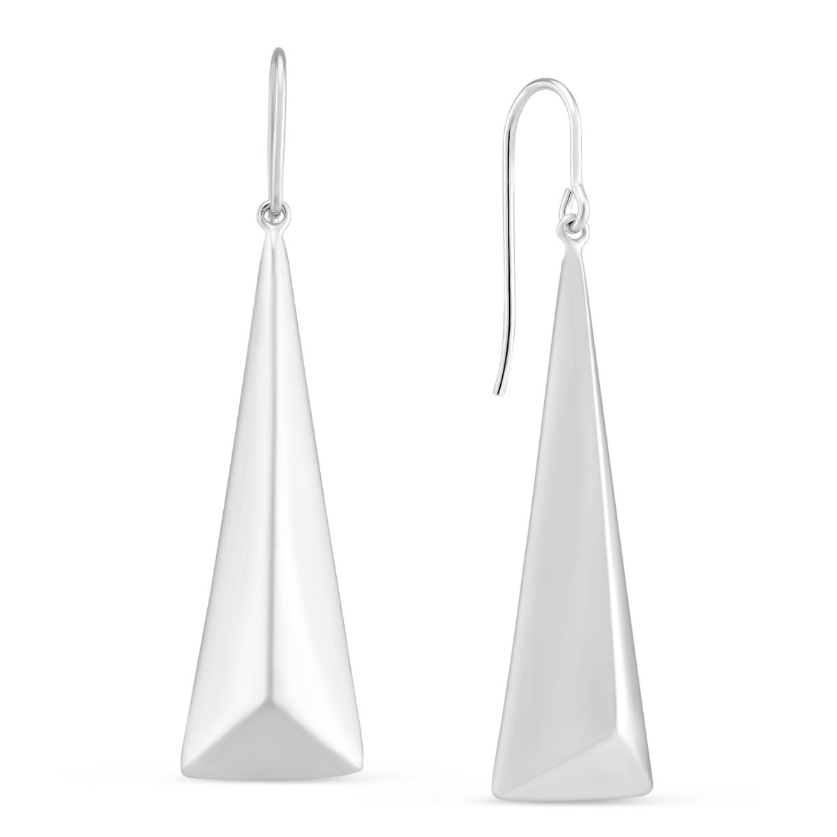 Sterling Silver Triangle Drop Puff Earrings
