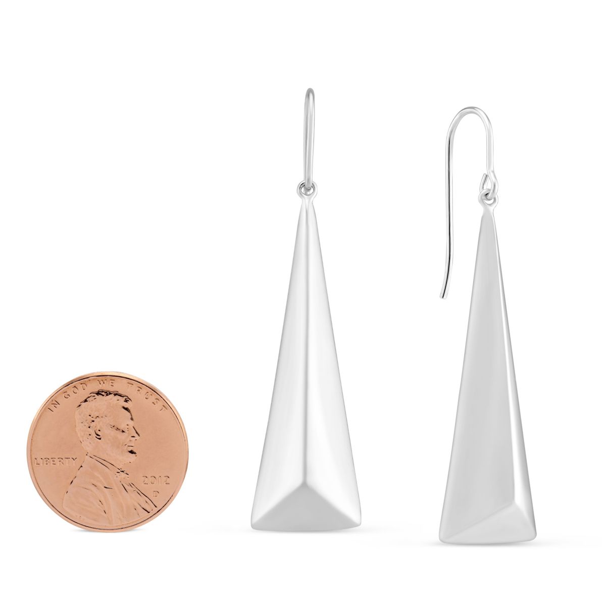Sterling Silver Triangle Drop Puff Earrings