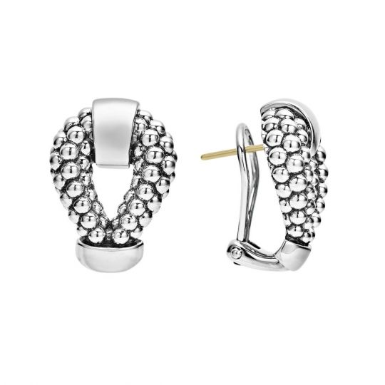 Lagos Sterling Silver Caviar Beaded Derby Omega Clip Earrings Lagos Sterling Silver Caviar Beaded Derby Omega Clip Earrings