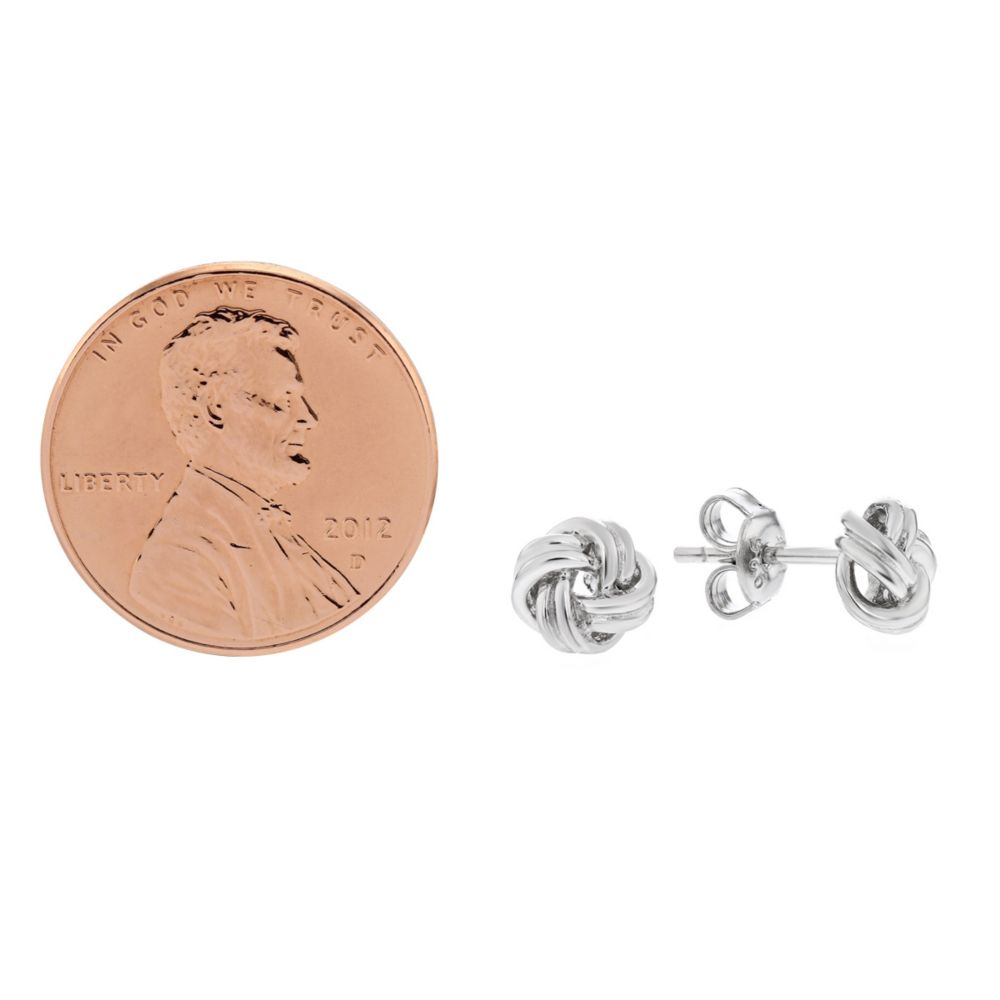 Sterling Silver Love Knot Earrings, 7mm