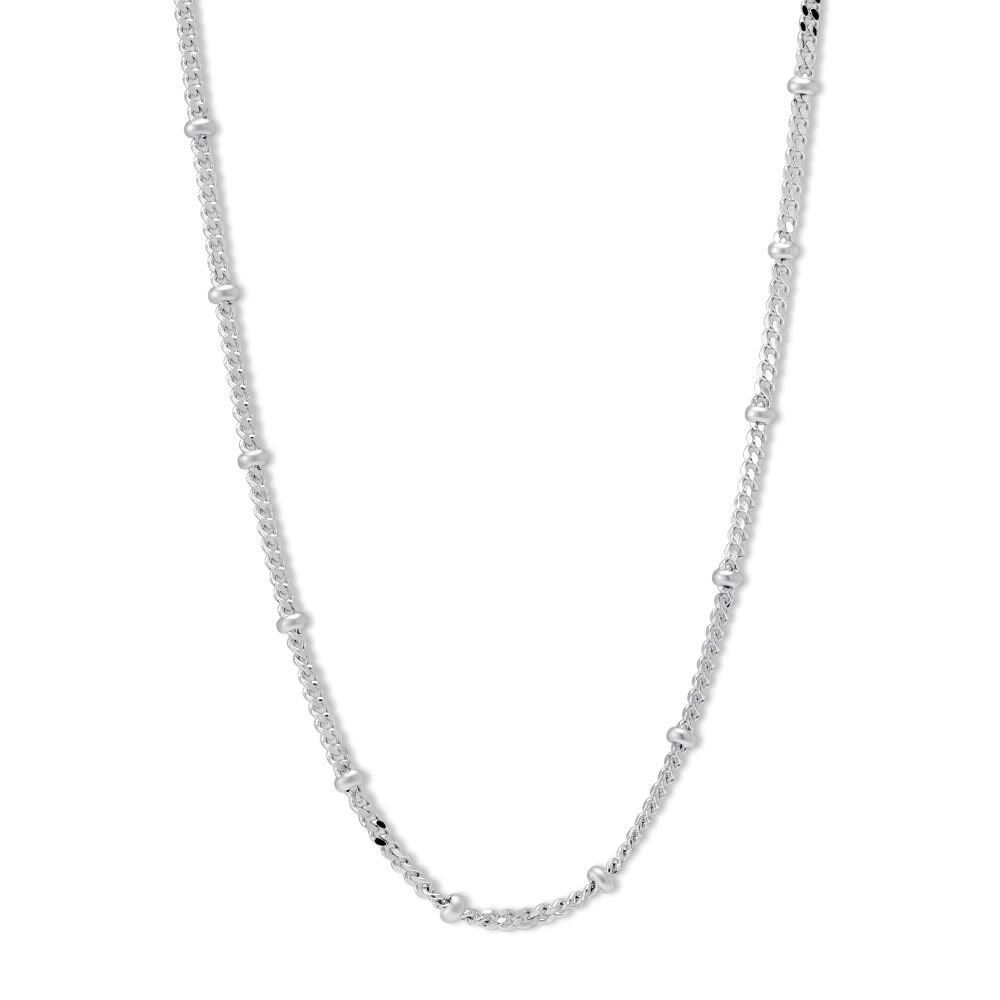Sterling Silver Bead Station Necklace, 18