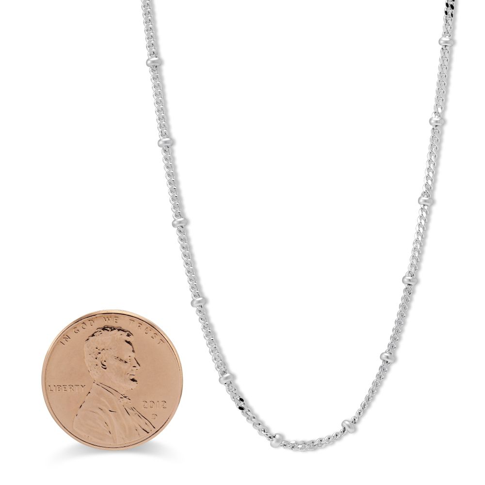 Sterling Silver Bead Station Necklace, 18