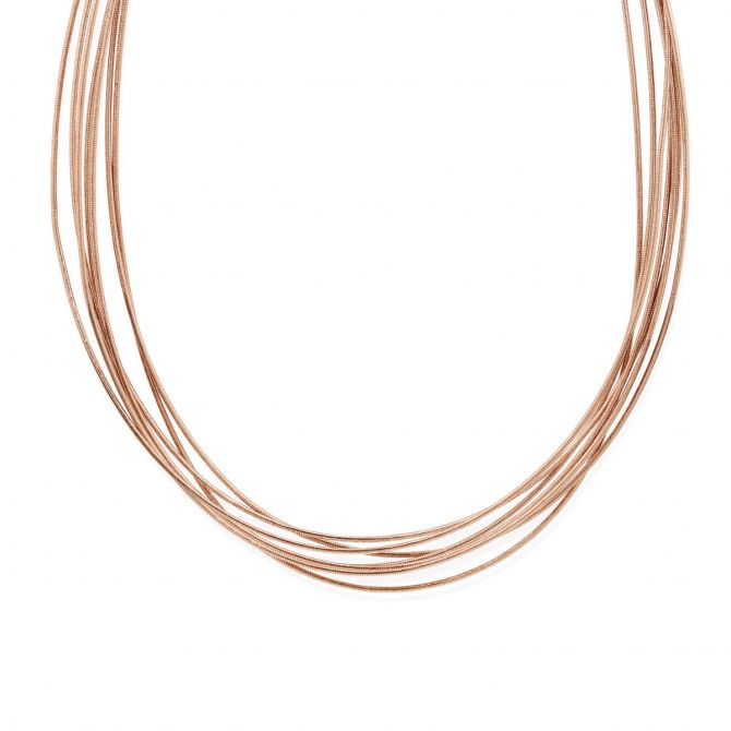 Pesavento Rose Tone Sterling Silver DNA Spring Wire Thin Collar Necklace, 17"