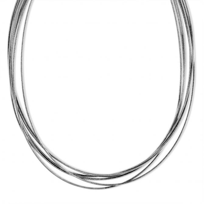 Pesavento Sterling Silver DNA Spring Wire Thin Collar Necklace, 17"