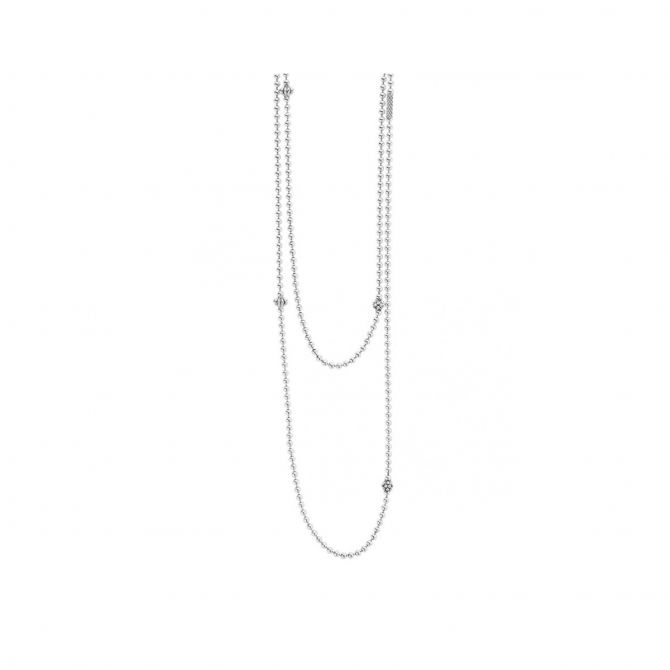 LAGOS Sterling Silver Caviar Icon Station Beaded Chain Necklace, 36"