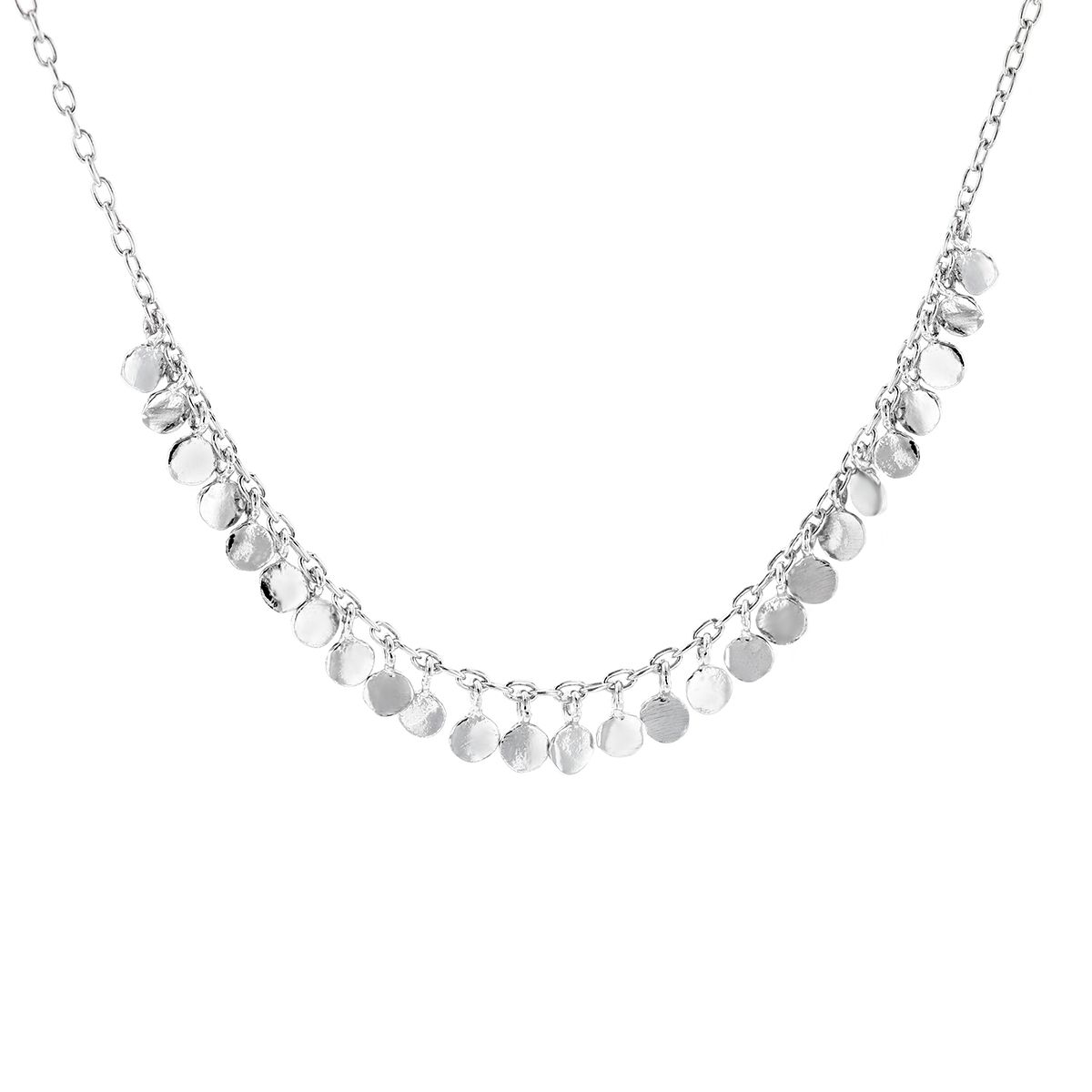 Sterling Silver Mini Disc Fringe Necklace, 18" Borsheims