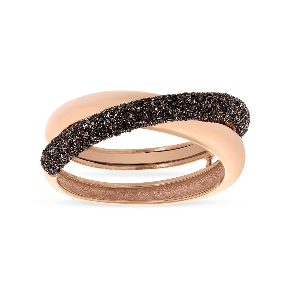 Pesavento Rose Tone Sterling Silver Dark Brown Dust Crossover Ring