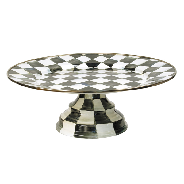 MacKenzie-Childs Courtly Check Enamel Pedestal Platter