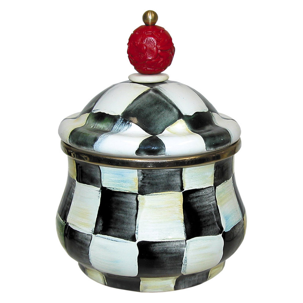 MacKenzie-Childs Courtly Check Enamel Lidded Sugar Bowl