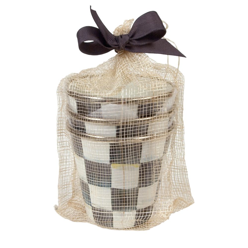 MacKenzie-Childs Courtly Check Set of 3 Herb Pots