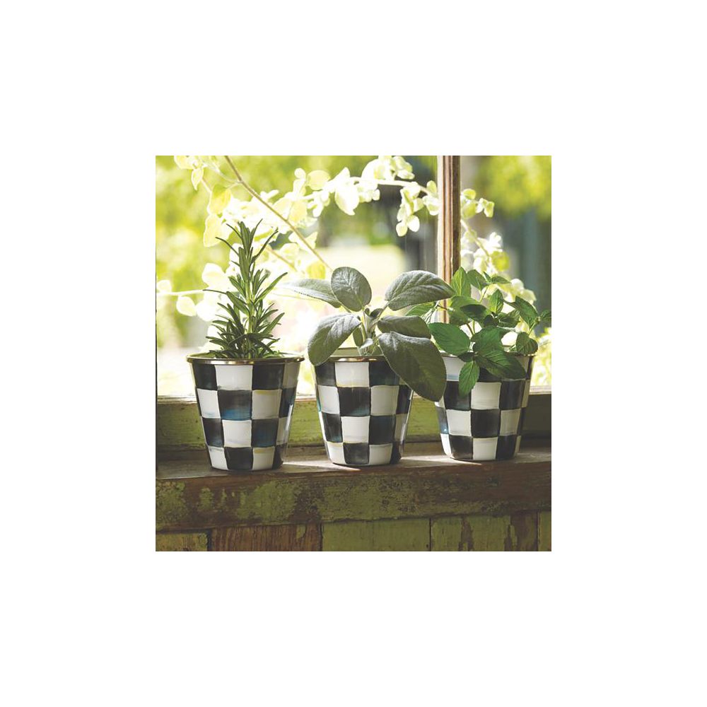 MacKenzie-Childs Courtly Check Set of 3 Herb Pots