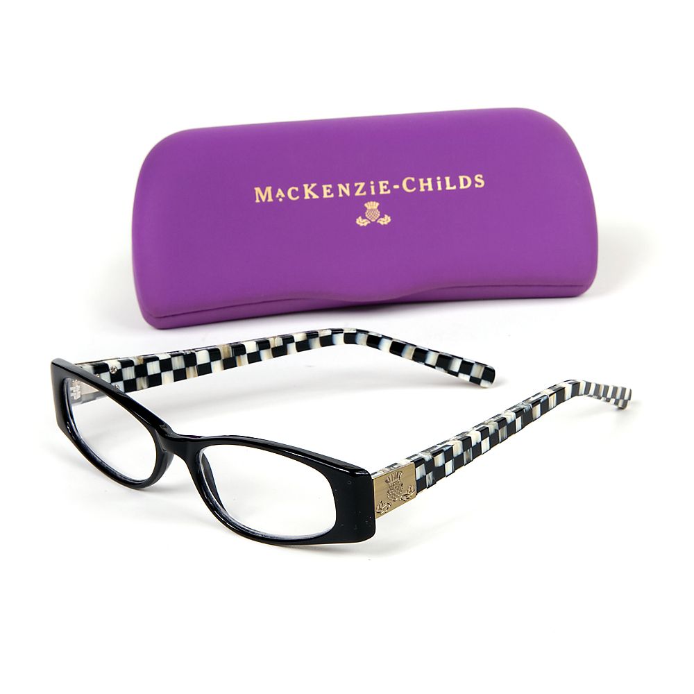 MacKenzie-Childs Courtly Check Black 2x Reading Glasses