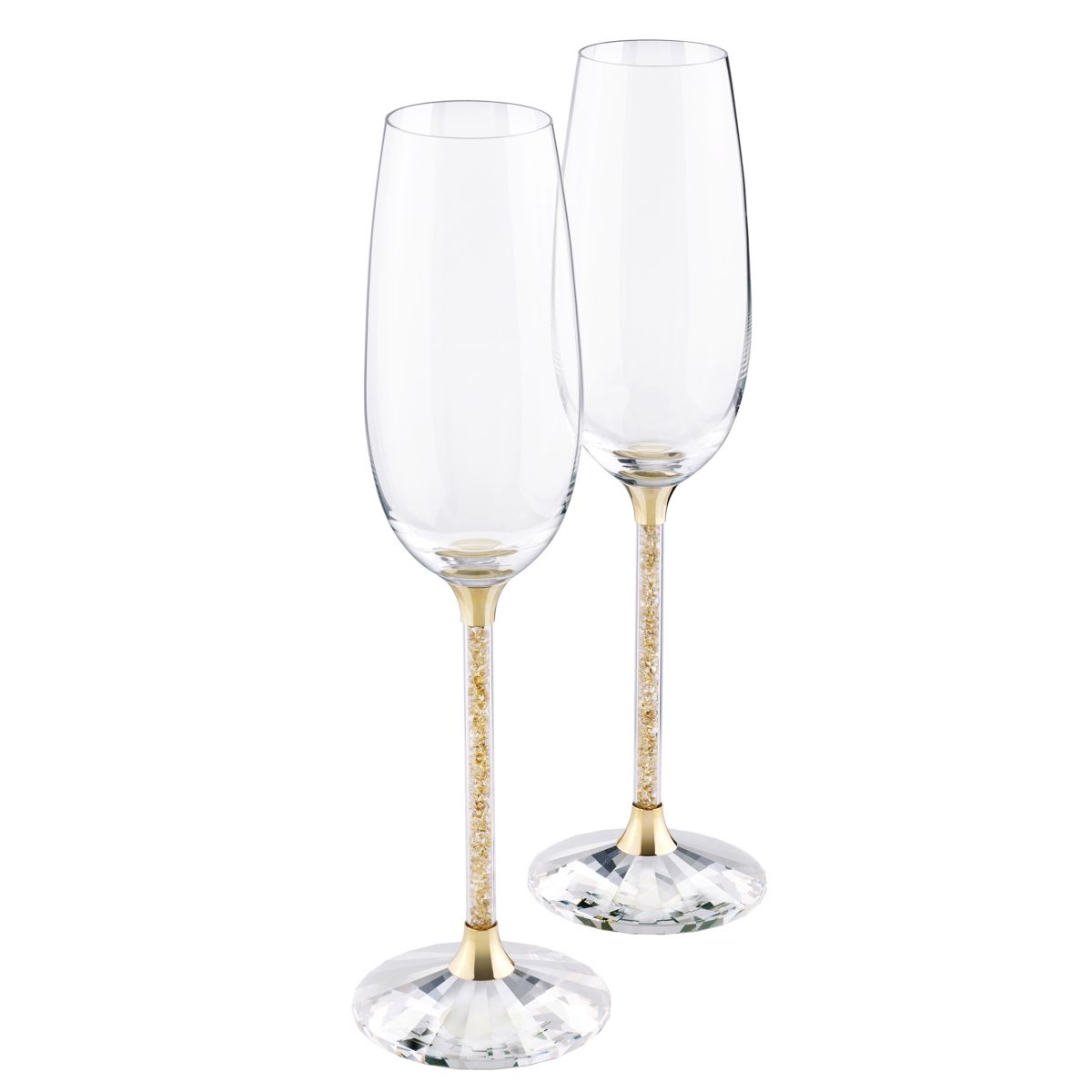 Swarovski Crystalline Golden Shadow Toasting Flute Pair
