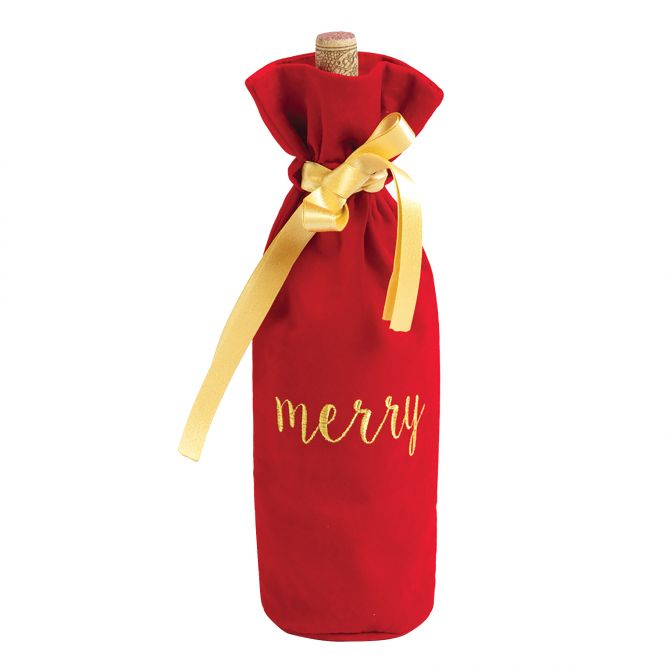 8 Oak Lane Merry Wine Bag, Red