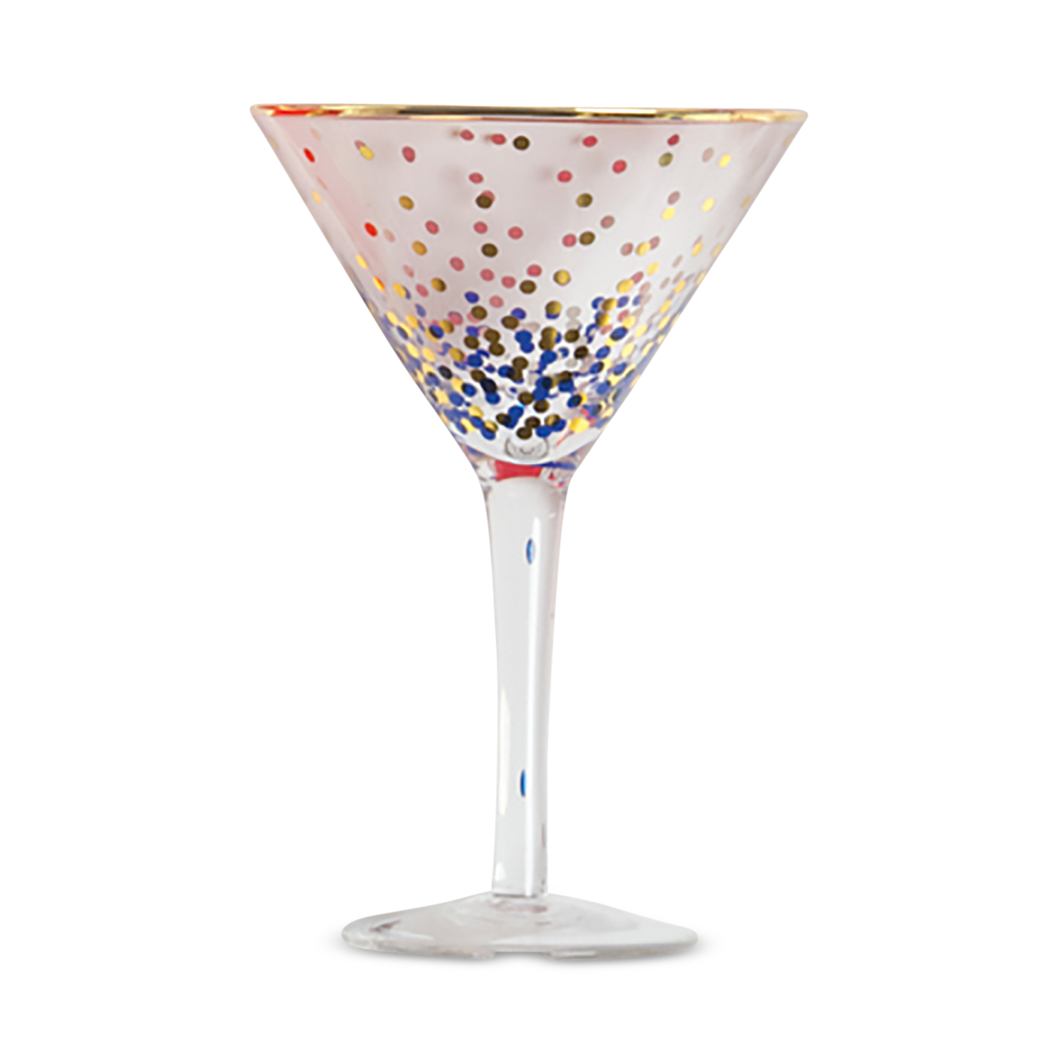 8 Oak Lane Blue & Gold Confetti Dot Martini Glass