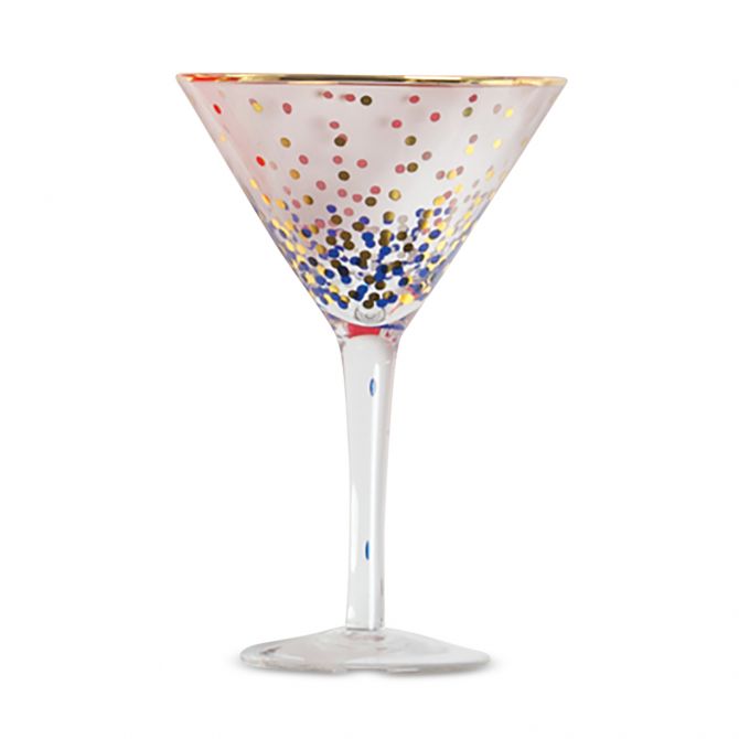 8 Oak Lane Blue & Gold Confetti Dot Martini Glass