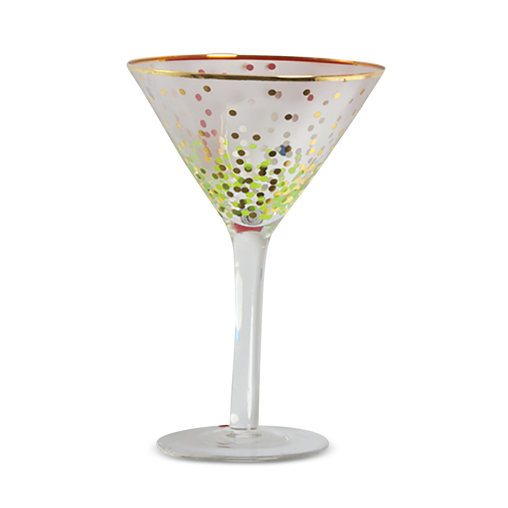 8 Oak Lane Green & Gold Confetti Dot Martini Glass