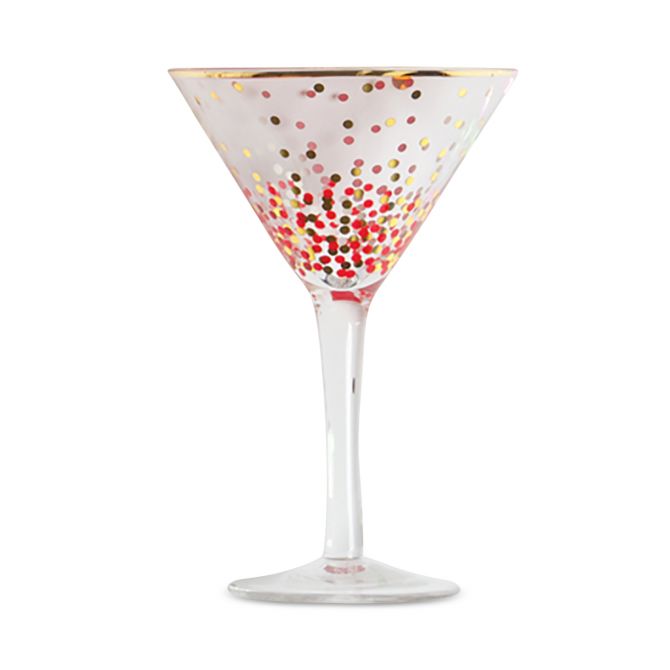 8 Oak Lane Red & Gold Confetti Dot Martini Glass