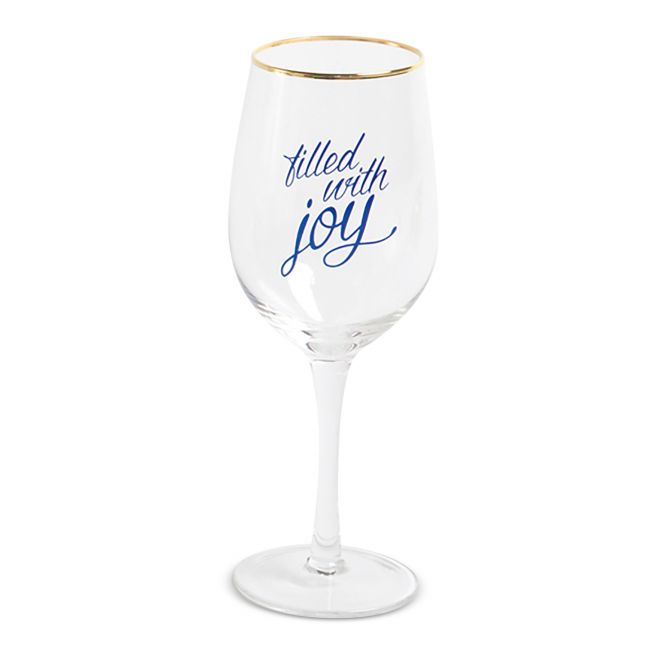 8 Oak Lane Filled With Joy Wine Glass