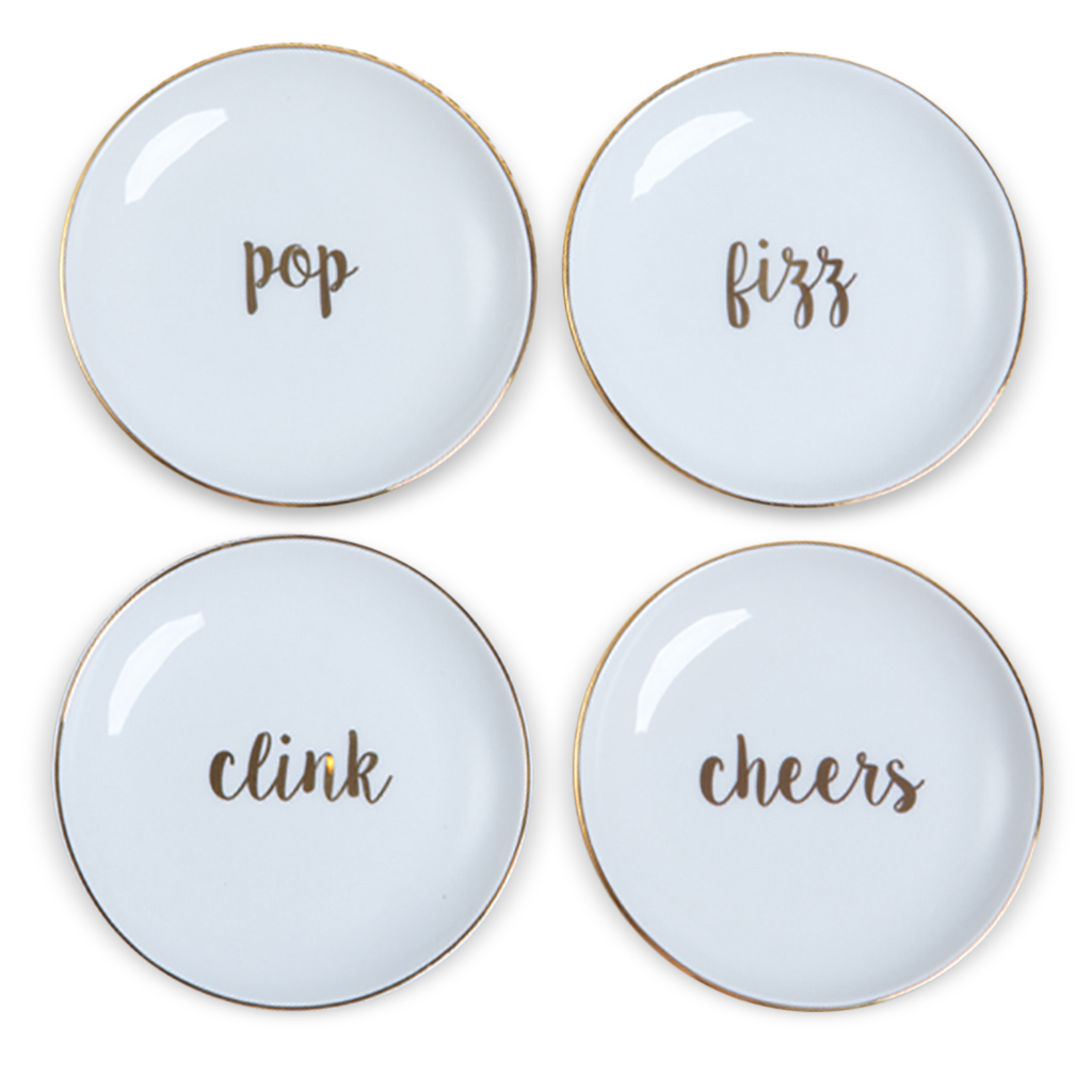 8 Oak Lane Pop Fizz Clink Cheers Coaster Set of 4