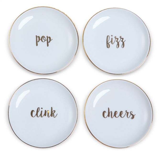 8 Oak Lane Pop Fizz Clink Cheers Coaster Set of 4