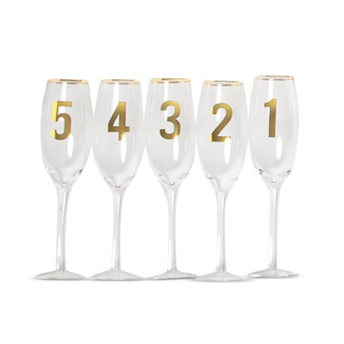 8 Oak Lane Countdown Champagne Flutes, Set of 5