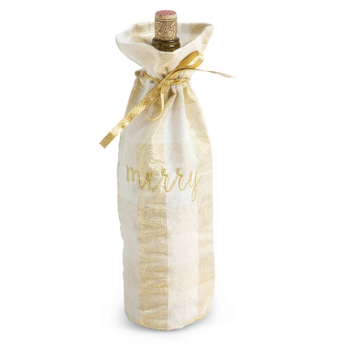 8 Oak Lane Merry Wine Bag, Gold