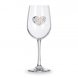 Image for The Queens' Jewels Multi Stone Heart Stemmed Jeweled Wine Glass