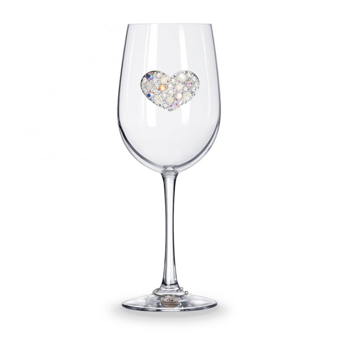 The Queens' Jewels Multi Stone Heart Stemmed Jeweled Wine Glass
