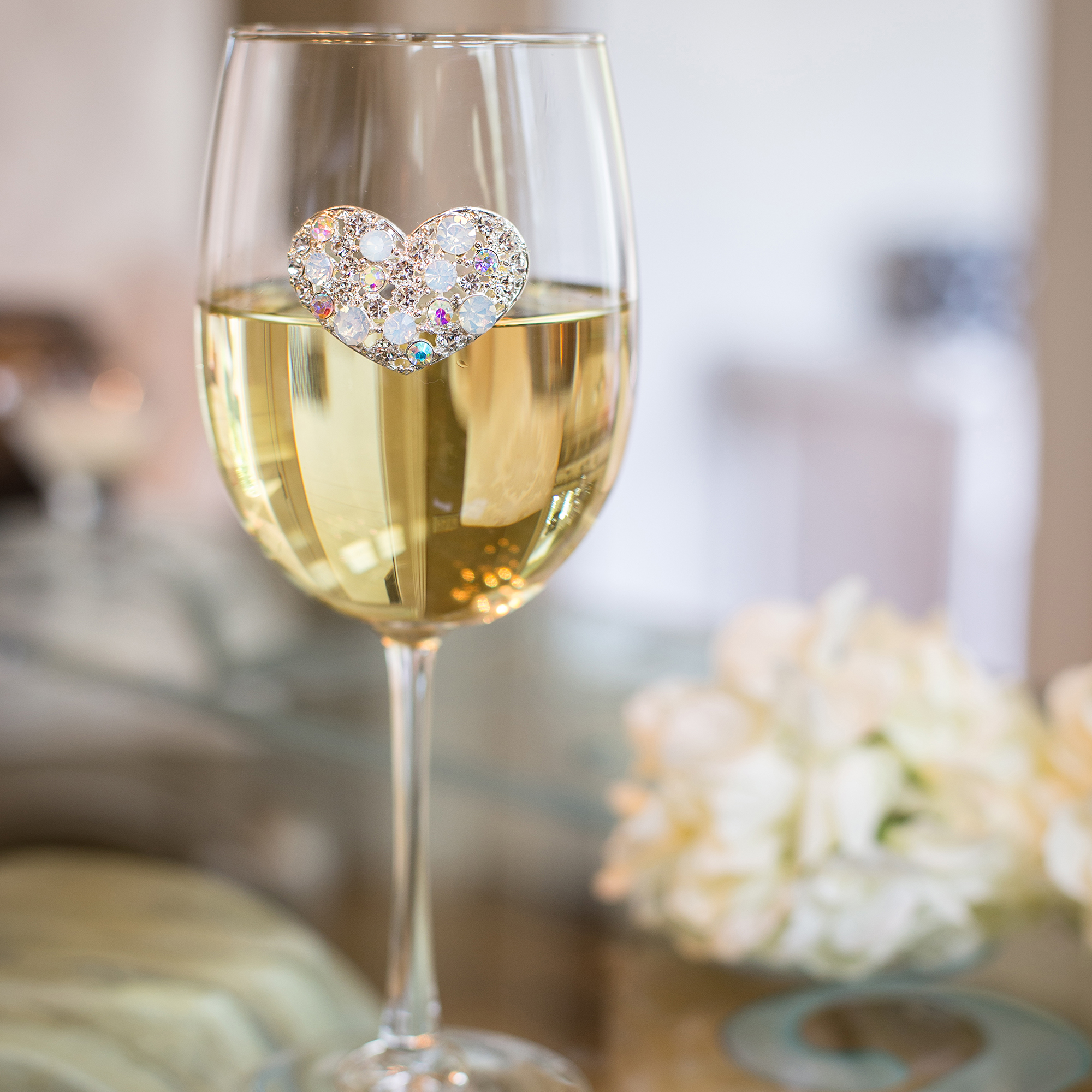 The Queens' Jewels Multi Stone Heart Stemmed Jeweled Wine Glass