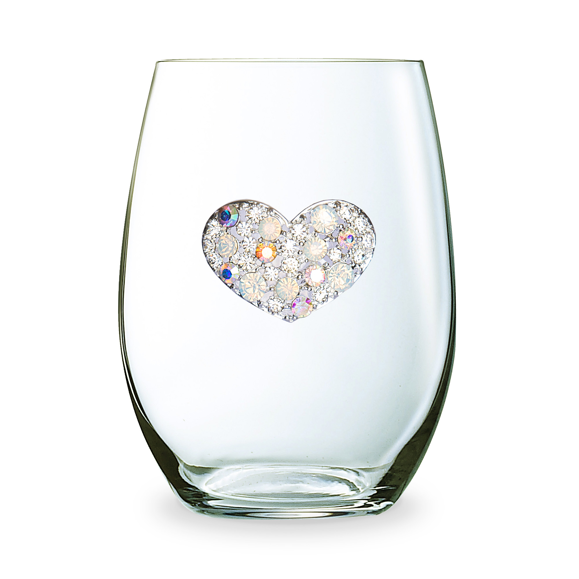 The Queens Jewels Multi Stone Heart Jeweled Stemless Wine Glass | Borsheims