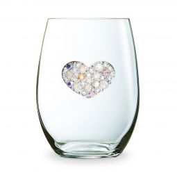 Image for The Queens' Jewels Multi Stone Heart Jeweled Stemless Wine Glass