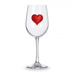 Image for The Queens' Jewels Red Heart Stemmed Jeweled Wine Glass
