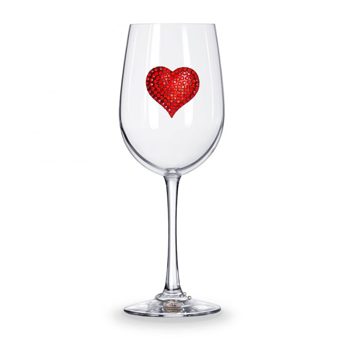 The Queens' Jewels Red Heart Stemmed Jeweled Wine Glass