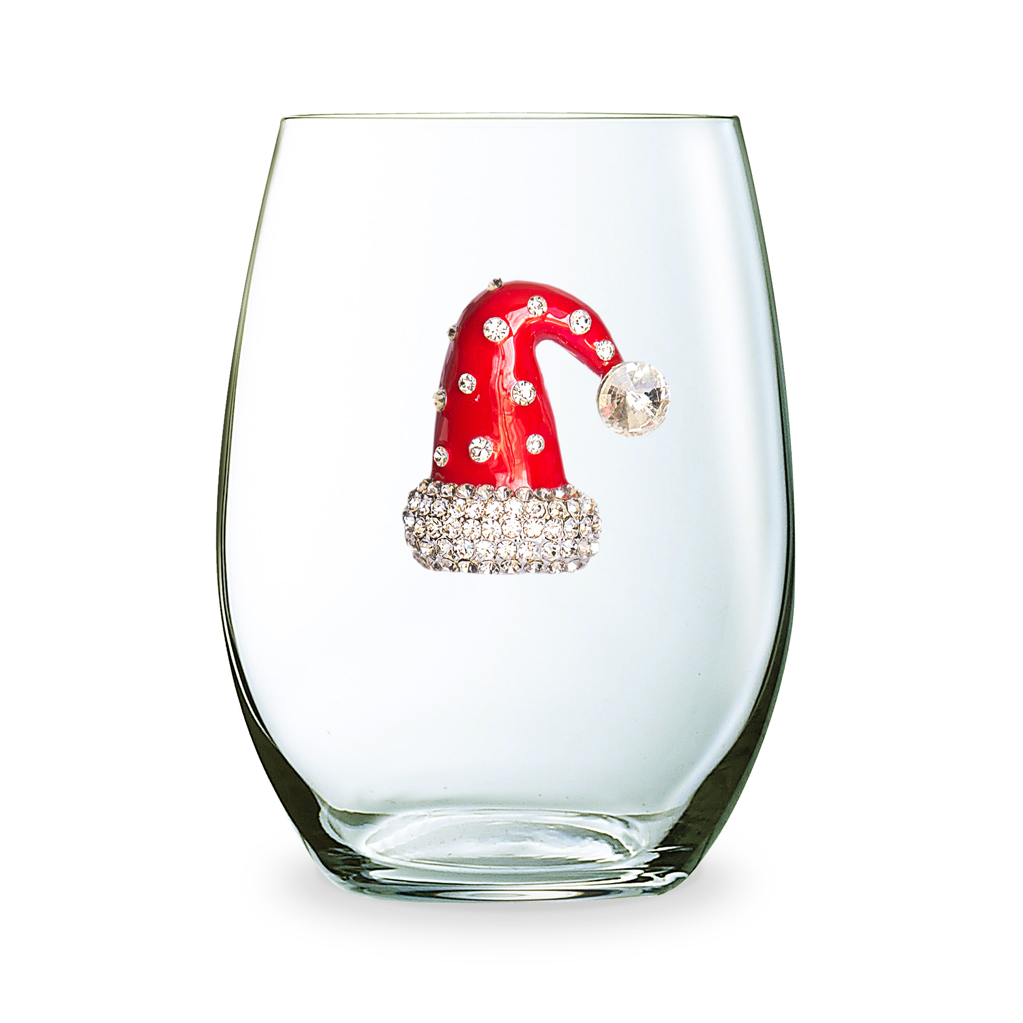 The Queens' Jewels Christmas Hat Stemless Jeweled Wine Glass 0900004