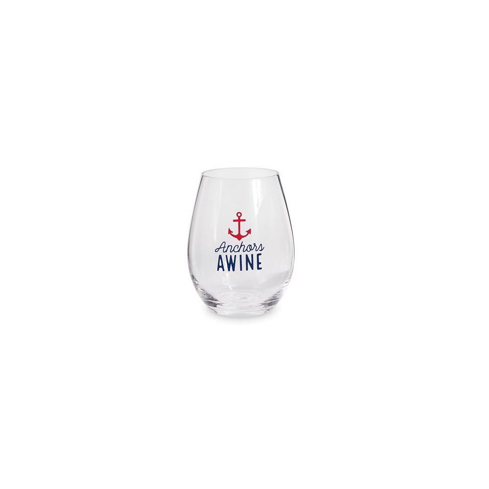 Mud Pie Anchors Stemless Wine Glass 4465053A Borsheims