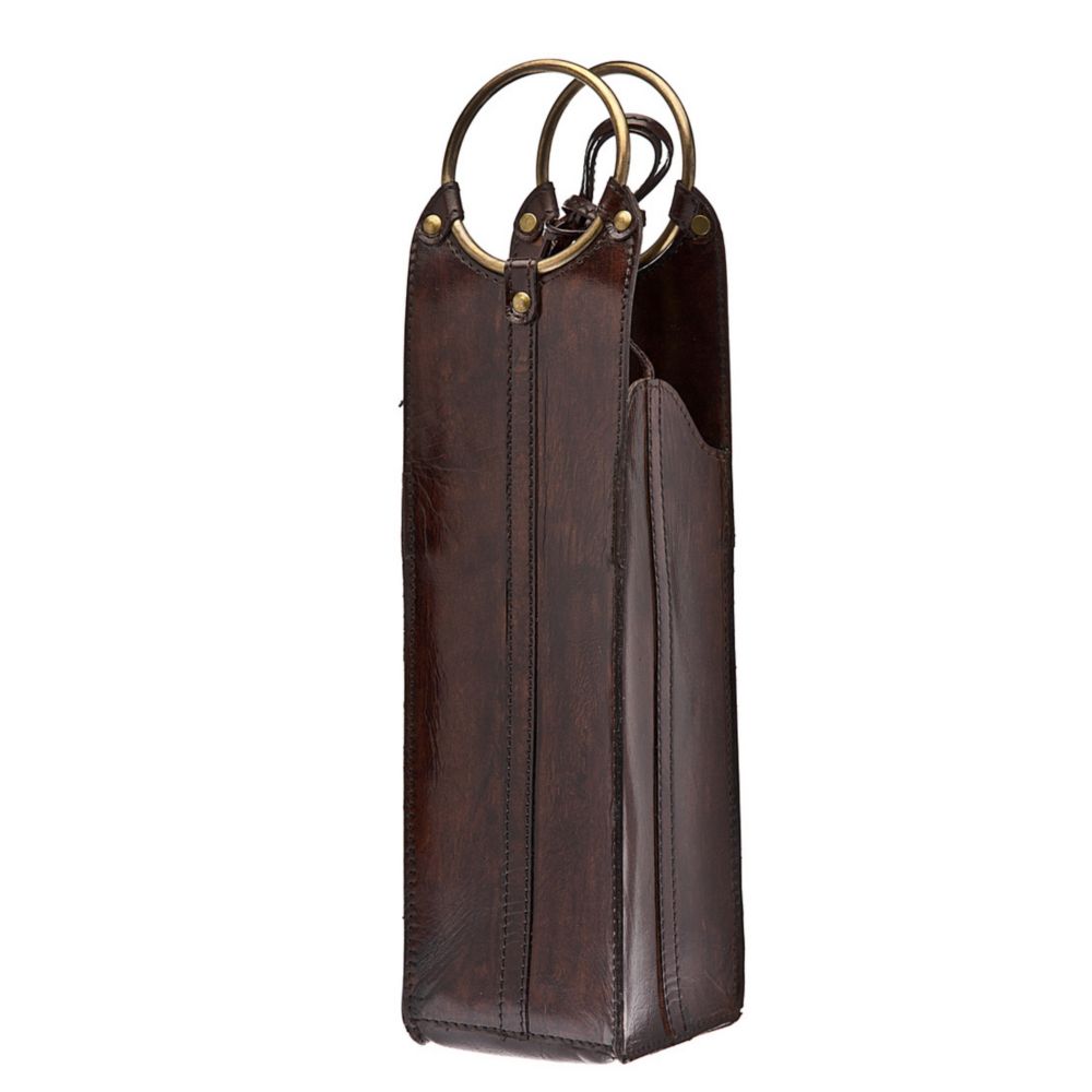 Ricci Leather Hoop Wine Holder, Brown 29009 Borsheims