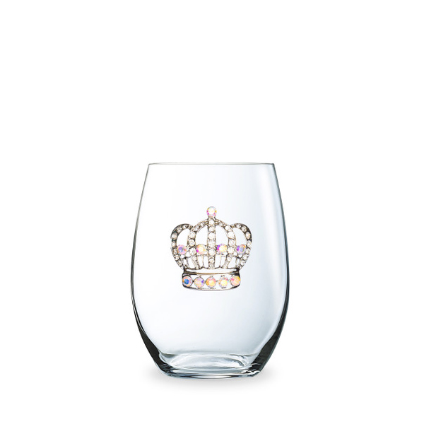The Queens' Jewels Crown Stemless Jeweled Wine Glass