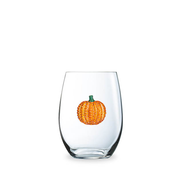 The Queens' Jewels Pumpkin Jeweled Stemless Wine Glass